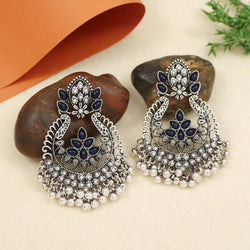 Antique Gold/Silver Plated Dual Coloured Enamel Dangler Earring