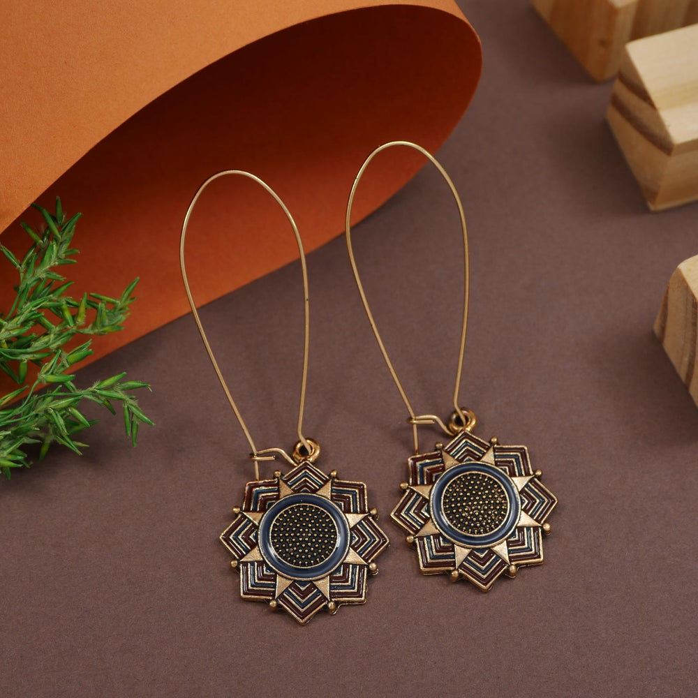 Antique Gold/Silver Plated Dual Coloured Enamel Dangler Earring