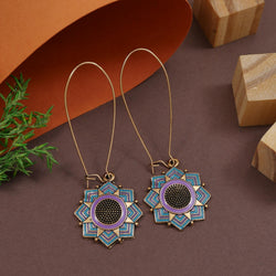 Antique Gold/Silver Plated Dual Coloured Enamel Dangler Earring