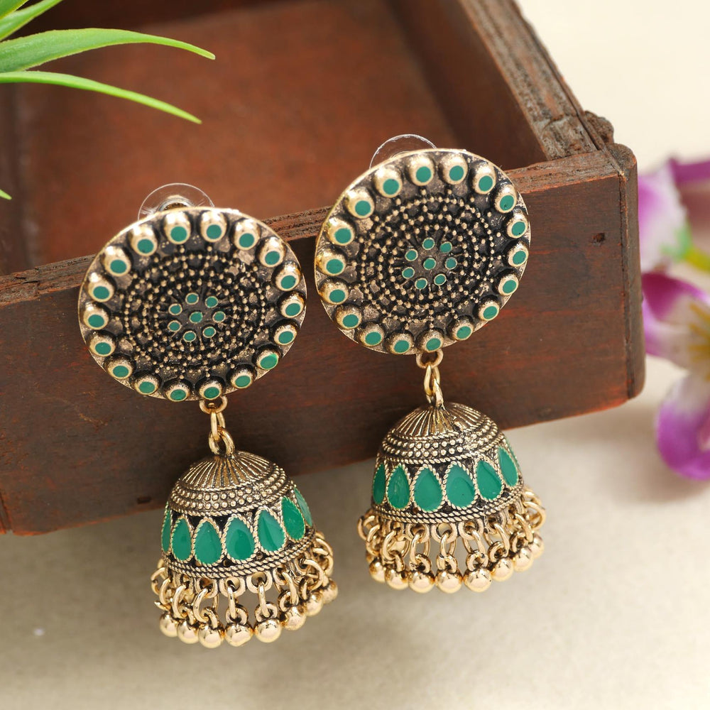 Antique Gold/Silver Plated Dual Coloured Enamel Dangler Earring