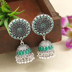 Antique Gold/Silver Plated Dual Coloured Enamel Dangler Earring