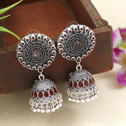 Antique Gold/Silver Plated Dual Coloured Enamel Dangler Earring