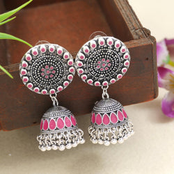 Antique Gold/Silver Plated Dual Coloured Enamel Dangler Earring