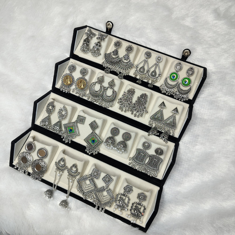 16 Premium Silver Jhumka Set with Free Bangle Gift