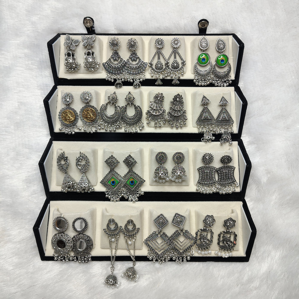 16 Premium Silver Jhumka Set with Free Bangle Gift