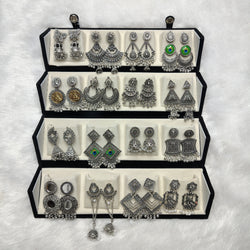 16 Premium Silver Jhumka Set with Free Bangle Gift